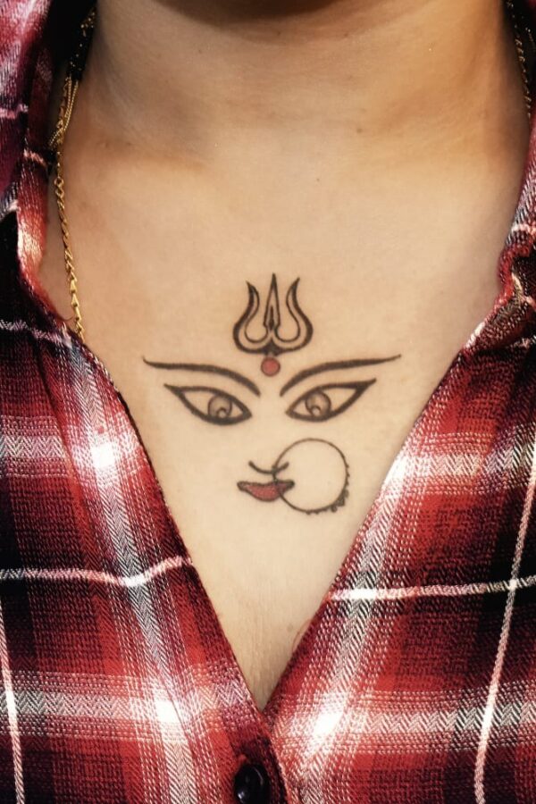 Naksh Tattoos - Devi Durga is considered as the feminine epitome of  strength. She is depicted in variety of Vedic literature as a goddess  having feminine prowess, power, determination, wisdom and punishment